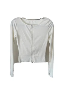 Women's White Long Sleeve with Front Zipper Size Large - Picture 1 of 4