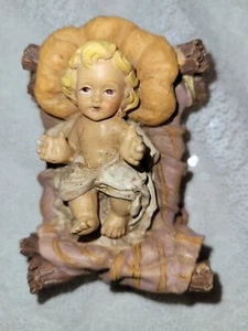 Vintage Christmas Baby Jesus In Manger  Resin Figurine  Very  Detailed 3 1/4"-   - Picture 1 of 7