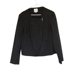 Catherine Malandrino Runway Style Size 2XL Marled Asymmetrical Moto Tweed Jacket - Picture 1 of 6