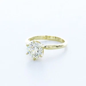 1.5CT Lab-Created Diamond E/VVS1 Round Cut 14K Gold Prong Classic Solitaire Ring - Picture 1 of 2