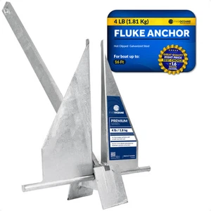 Anclaje Fluke de 4 lb, anclaje de barco de acero galvanizado por inmersión en caliente - FO3939 - Imagen 1 de 8