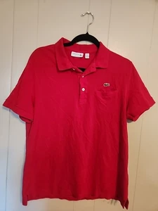 Lacoste Polo with Pocket sz L Red Pit To Pit 21" Length 24 - Picture 1 of 6