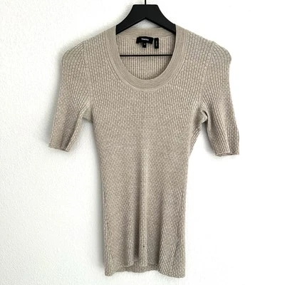 Theory Regal Wool Leenda Scoop Neck Sweater Size M Taupe - Image 1 of 4