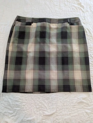 Falda Lápiz Dressbarn Mujer 22W Verde Forrada a Cuadros Mezcla Poli Rayón Foto 1 de 4