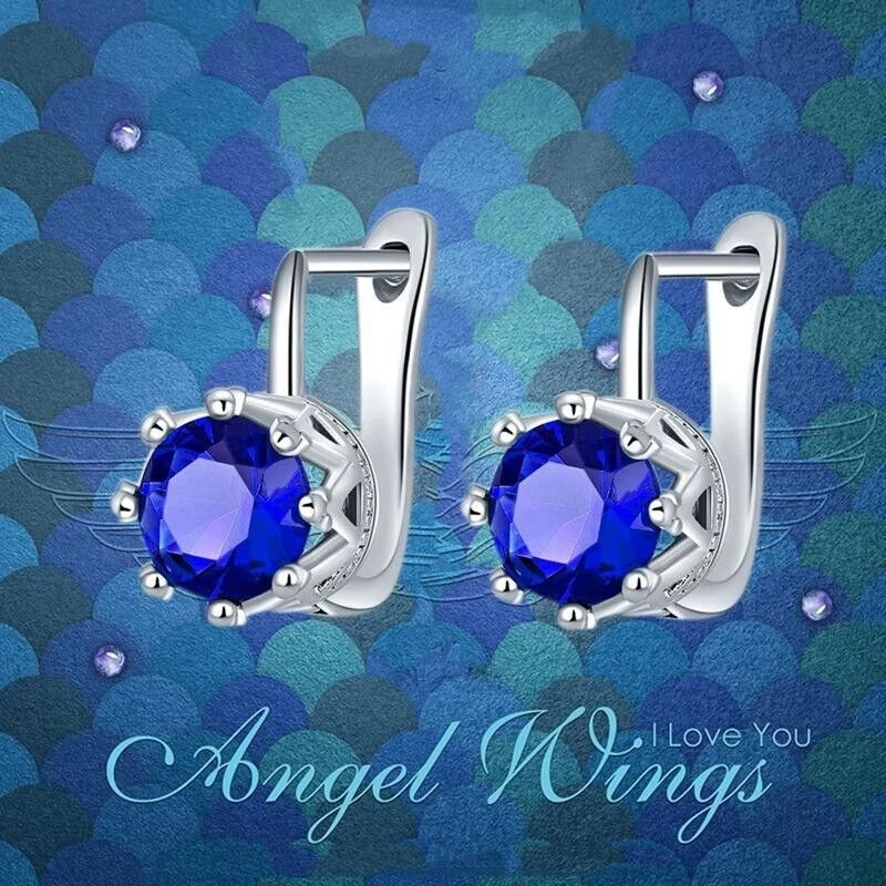 Aretes enchapados en plata de ley 925 con zafiro azul para toda ocasión Foto 1 de 1