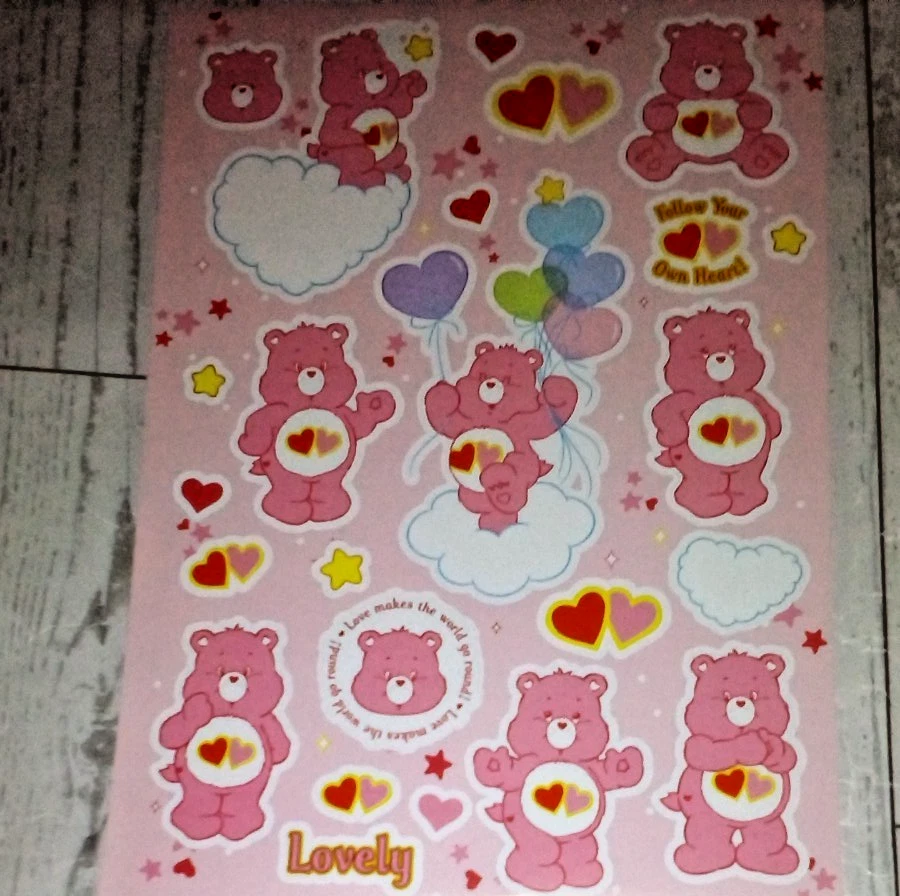 Sábana adhesiva Care Bears alegre hora de acostarse cumpleaños amigo buena suerte + álbum de recortes Foto 1 de 1