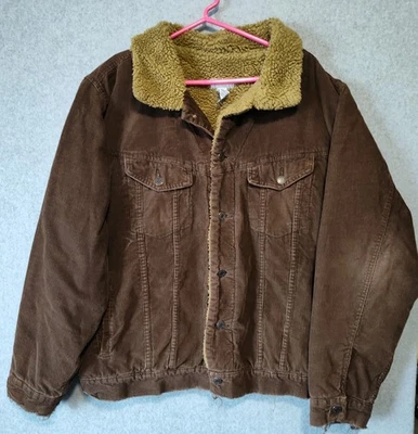 Jaqueta de veludo celeiro forro Sherpa masculina GG marrom desgastado esmagado - Imagem 1 de 4