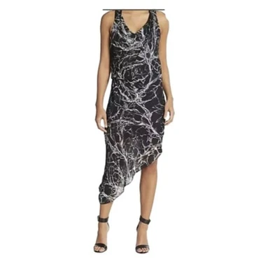 Vestido HAUTE HIPPIE 100% seda asimétrico blanco y negro usado en excelente estado talla pequeña Foto 1 de 4