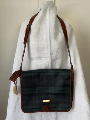 Vintage 1993 Polo Ralph Lauren Bag — Black Watch Plaid, PVC, Leather Trims - Image 1 of 4