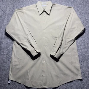 Van Heusen Poplin Dress Shirt Men 18 37/38 Tall Khaki Brown Long Sleeves Button - Picture 1 of 9