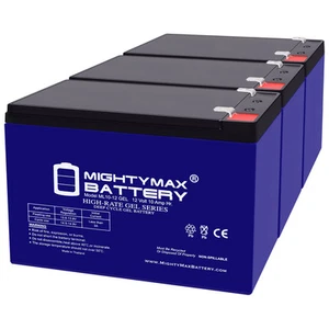 Mighty Max 12V 10AH GEL F2 Replaces Tripp Lite Home Theater HT850UPS - 3 Pack - Picture 1 of 6