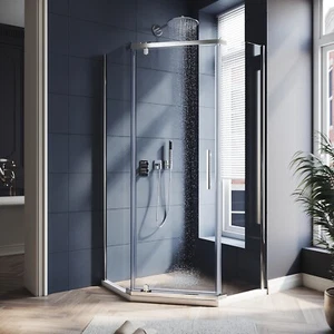 ELEGANT Corner Shower Enclosure Door Neo-Angle Frameless 1/4" Clear Glass Panel  - Picture 1 of 23