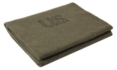 Manta Olive Drab mezcla lana EE. UU. 62" X 80" IGNÍFUGA CAMPING EQUIPO DE SUPERVIVENCIA Foto 1 de 2