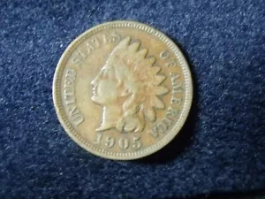 1905 Indian Head Cent F bella moneta originale spedizione gratuita U30 - Foto 1 di 2