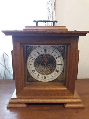 Beautiful Handmade Solid Oak Mantel Clock.  New Movement. Made 1986 see pics - Image 1 of 4