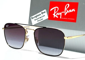 NEW Ray Ban Shiny Gold & Black Frame Gray Gradient Lens Sunglass RB3588 9054/8G - Picture 1 of 19