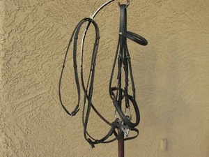 Stubben Bridle Horse Size Black Flash Noseband D Ring Snaffle English Reins Show - Picture 1 of 7