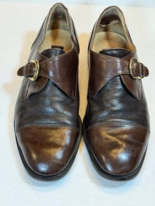 Größe 8 Messing Stiefel Monkstrap Braun Leder Schuhe Made In Italy  - Bild 1 von 12