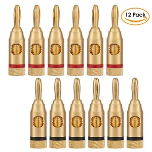 WGGE WG-3334 24k Gold Plated Banana Plugs (Open Screw Type) (6 Pairs) - Picture 1 of 8