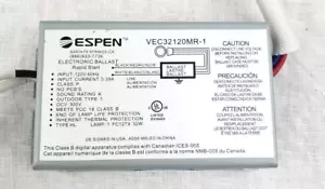 Ballast VEC32120MR-1 By Espen Input 120V 60Hz OVC 300V 32W - Picture 1 of 2