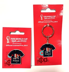 FIFA WORLD CUP 2022 QATAR 1.5" FRANCE JERSEY PIN & 3" KEYCHAIN FREE SHIPPING - Picture 1 of 2