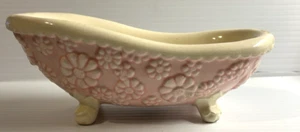 1975 Arnels Clawfoot Ceramic Bathtub Soap Dish Pink with Initial of Designer - Picture 1 of 5
