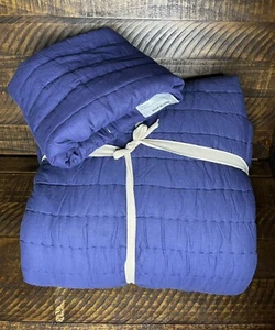 Pottery Barn Kids Branson Stitch Quilt F/Q Quilt And Std Sham Navy- Pre Own Read - Picture 1 of 2
