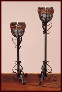 Kerzenleuchter "Palma" Metall Kerzenständer 50 cm ho. Perlen Deko schwarz *NEU* - Bild 1 von 1