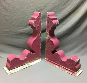 Antik Paar Holz Corbel Dachwinkel Viktorianisch Shabby Magenta Vintage Alt 78-25B - Bild 1 von 9