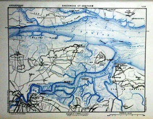 1884 Original Militärkarte MARGA.SHEERNESS ET CHATAM.ENGLAND.ENGLAND - Bild 1 von 1