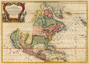 Antique Map "L'America Settentrionale" (North America) G. De Rossi, 1677