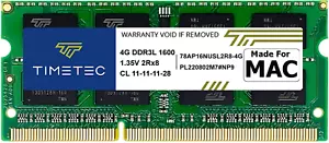 Timetec Apple Memory RAM 4GB DDR3L 1600MHz PC3-12800 Non-ECC Dual Rank Memory - Picture 1 of 6