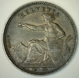 1850 A Silver Switzerland 1F XF Swiss Helvetia Franc Rare Coin Extra Fine - Picture 1 of 2
