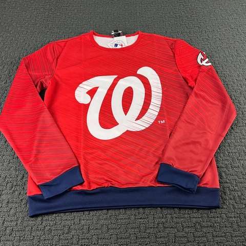 Washington Nationals Sweatshirt Mens L Red Performance Crew Neck Pullover MLB Cover