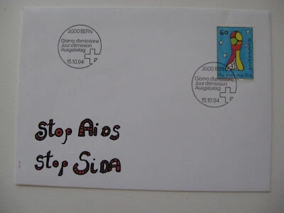 Niki de Saint Phalle FDC 1994 "STOP AIDS" RARE Phallus Stamp - Image 1 of 3