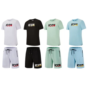 New Mens T Shirt + Shorts Set ICON2 Cotton Tracksuit Summer - Picture 1 of 47
