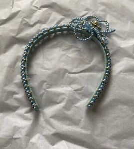 Vintage 1950’s Blue And Metallic Color Beaded Headband - Picture 1 of 4