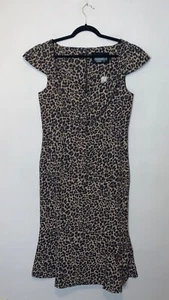 Anthropologie The Cecily Cotton Fit & Flare Sweet Dress in Leopard Print Size L - Bild 1 von 5