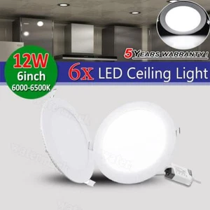 6pack 6Inch LED Ceiling Lights Ultra-Thin Recessed Retrofits Kit 6000K Daylight - Picture 1 of 8