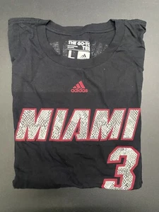 The Go-To Tee Dwyane Wade Miami Heat Adidas Throwback Black T-Shirt Size L - Picture 1 of 2
