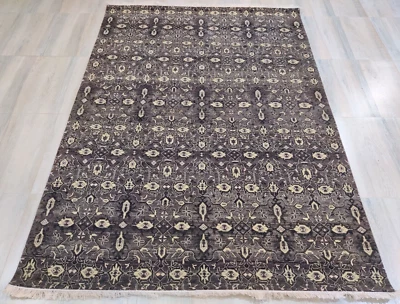 Authentic Vintage 5'5" x 7'8" Hand Knotted Area Rug for Living Room Pure Wool - Image 1 of 4