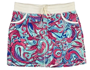 Pantalones Cortos Tejidos Talbots Azul/Rosa Abstracto Paisley Estampado Remolino Talla Mediana - Imagen 1 de 9