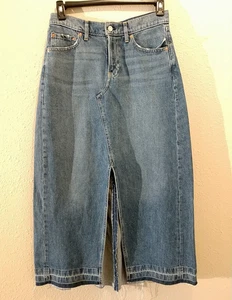 Gap Skirt Sz 29 / 8 P Petite Womens Long Maxi Straight Jean Blue Denim NWT - Picture 1 of 9