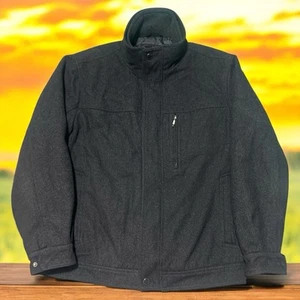 London Fog Men’s Large Black Wool Blend Winter Coat Zip Front Warm Jacket - Picture 1 of 3