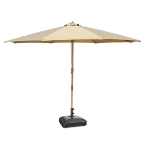 Yescom 13' XL Wood Outdoor Patio Umbrella with Parasol Base Wheels Stand Tan - Picture 1 of 9