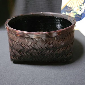 Bamboo Tea Ceremony Utensils Bamboo Basket 23cm Diameter Used - Picture 1 of 8