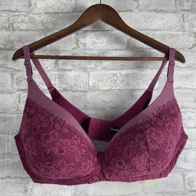 TORRID CURVE 360, разглаживающий сзади бюстгальтер с легкой подкладкой, глубокий V-образный, с глубоким погружением, ягодная роза, 42D - Изображение 1 из 4