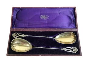 PAIRE DE CUILLÈRES DE SERVICE. NM THUNE. CHRISTIANIA. ARGENTERIE SCANDINAVE. XXE - Imagen 1 de 5