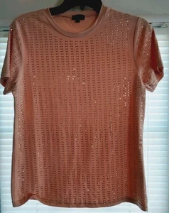 Camicia pesca strass donna grande top delicatamente indossata abbigliamento magliette come nuova - Foto 1 di 3
