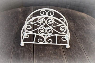 Porta tovaglioli rotondo bianco porta tovaglioli metallo decorazione tavolo... - Immagine 1 di 4